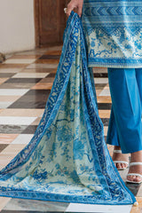 3 Piece Printed Lawn Suit with Embroidered Sleeves CL-52074