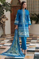 3 Piece Printed Lawn Suit with Embroidered Sleeves CL-52074