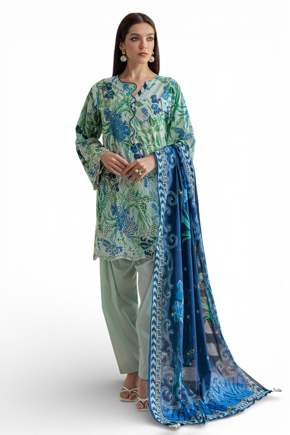 3 Piece Embroidered Printed Lawn Suit with Dupatta CL-52483