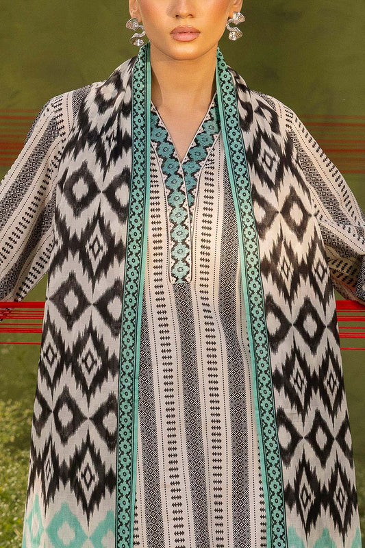 3 Piece Printed Lawn Suit with Embroidered Neckline and Border CL-52614