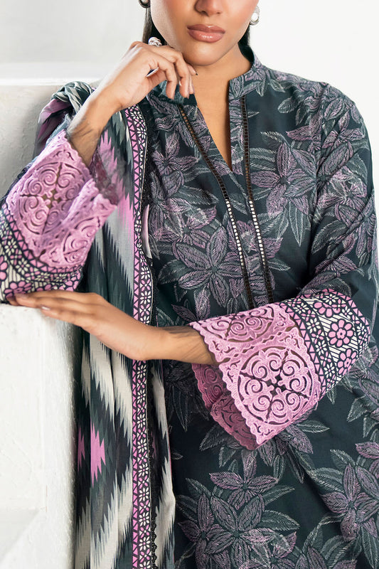 3 Piece Printed Lawn Suit with Embroidered Organza Sleeves CL-62009