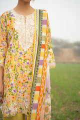 3 Piece Embroidered Printed Lawn Suit with Embroidered Neckline CL-62036