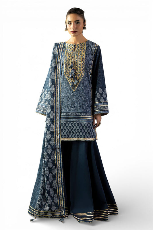 3 Piece Gota Embroidered Lawn Suit with Printed Lawn Dupatta CL-62039