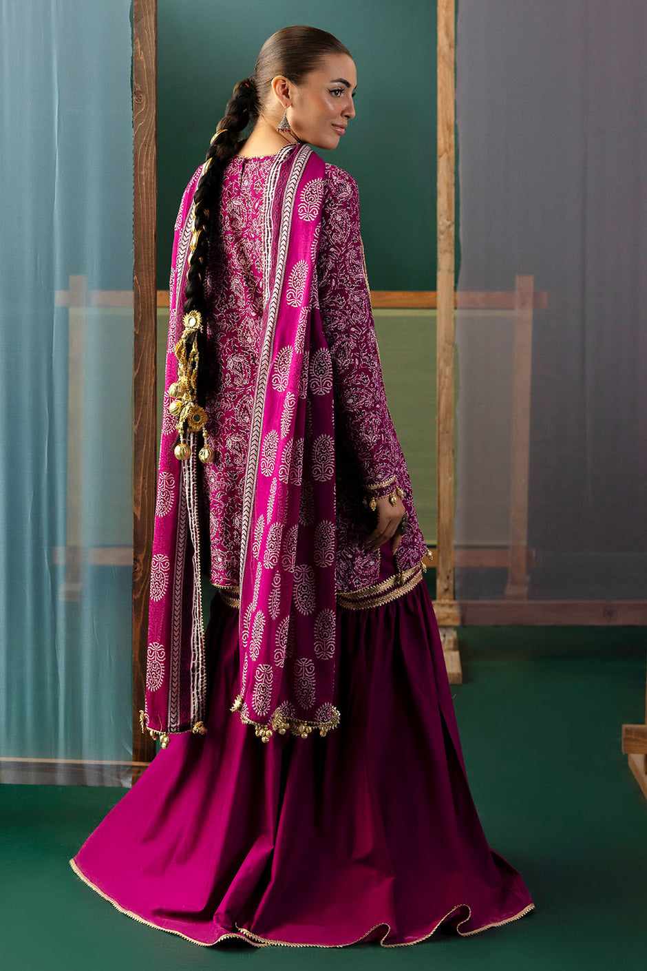 3 Piece Gota Embroidered Lawn Suit with Printed Lawn Dupatta