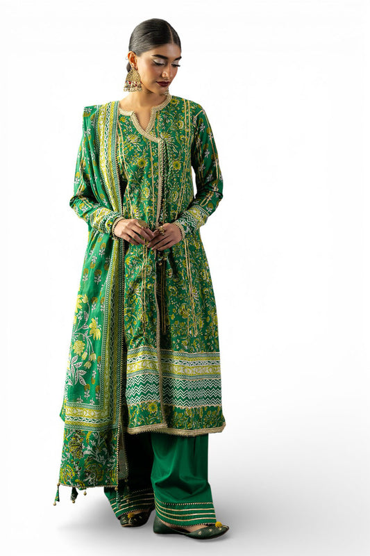 3 Piece Gota Embroidered Lawn Suit with Printed Lawn Dupatta CL-62042
