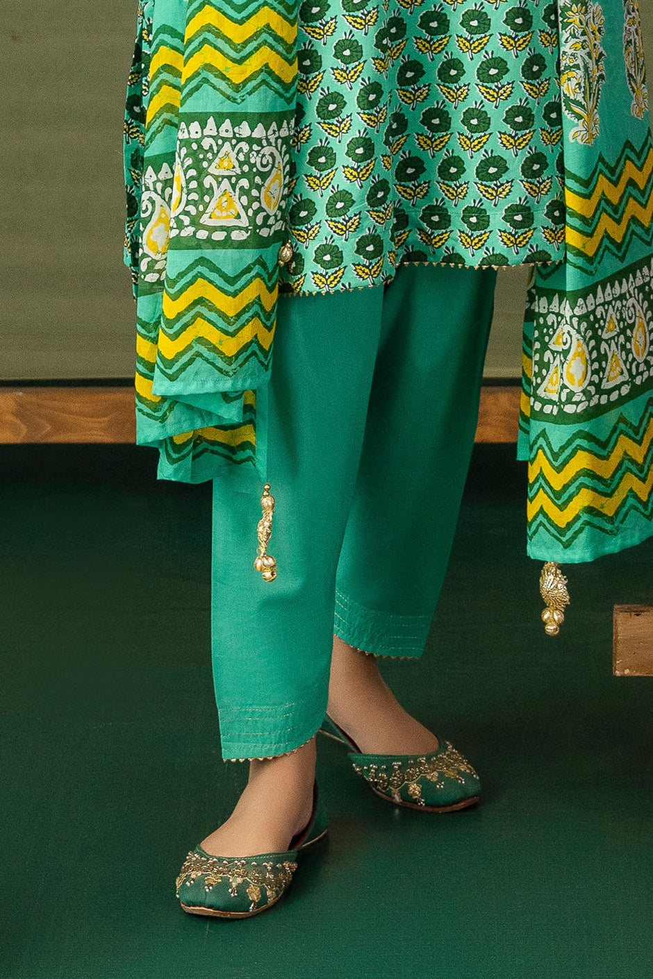 3 Piece Gota Embroidered Lawn Suit with Printed Lawn Dupatta