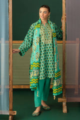 3 Piece Gota Embroidered Lawn Suit with Printed Lawn Dupatta CL-62044