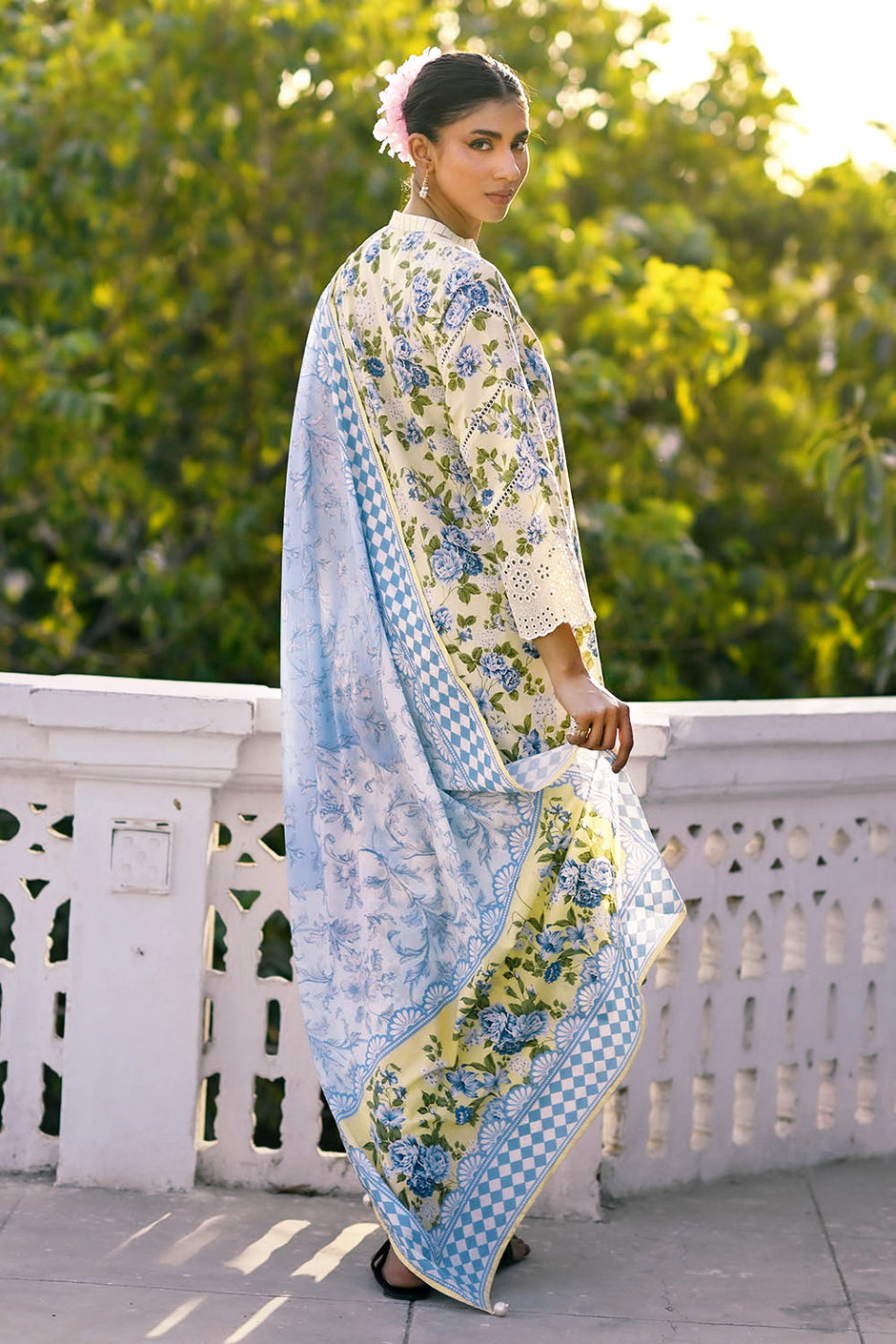 3 Piece Embroidered Printed Lawn Suit with Border