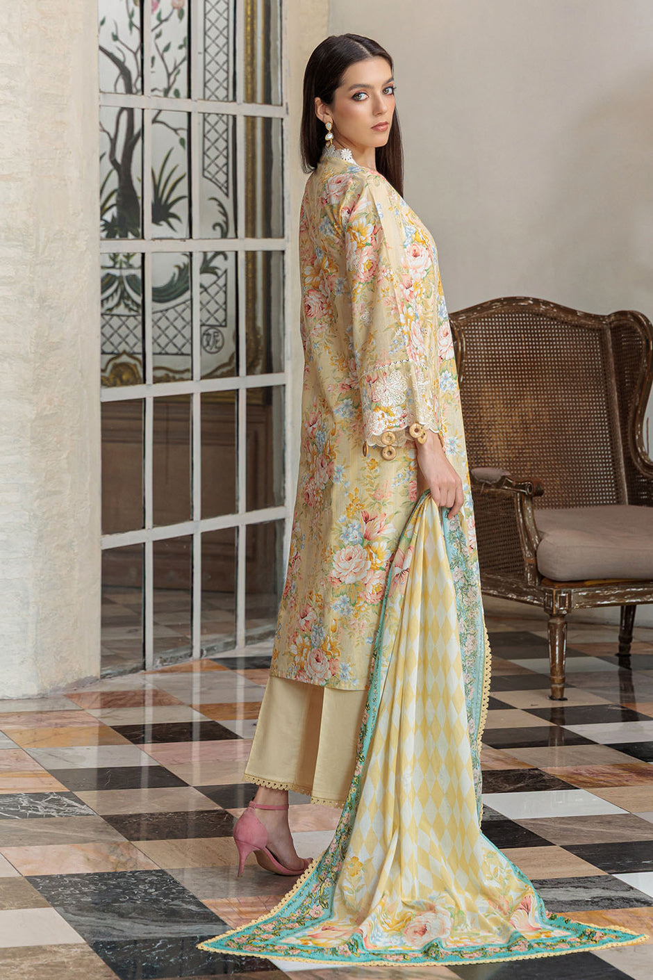 3 Piece Embroidered Printed Lawn Suit with Dupatta