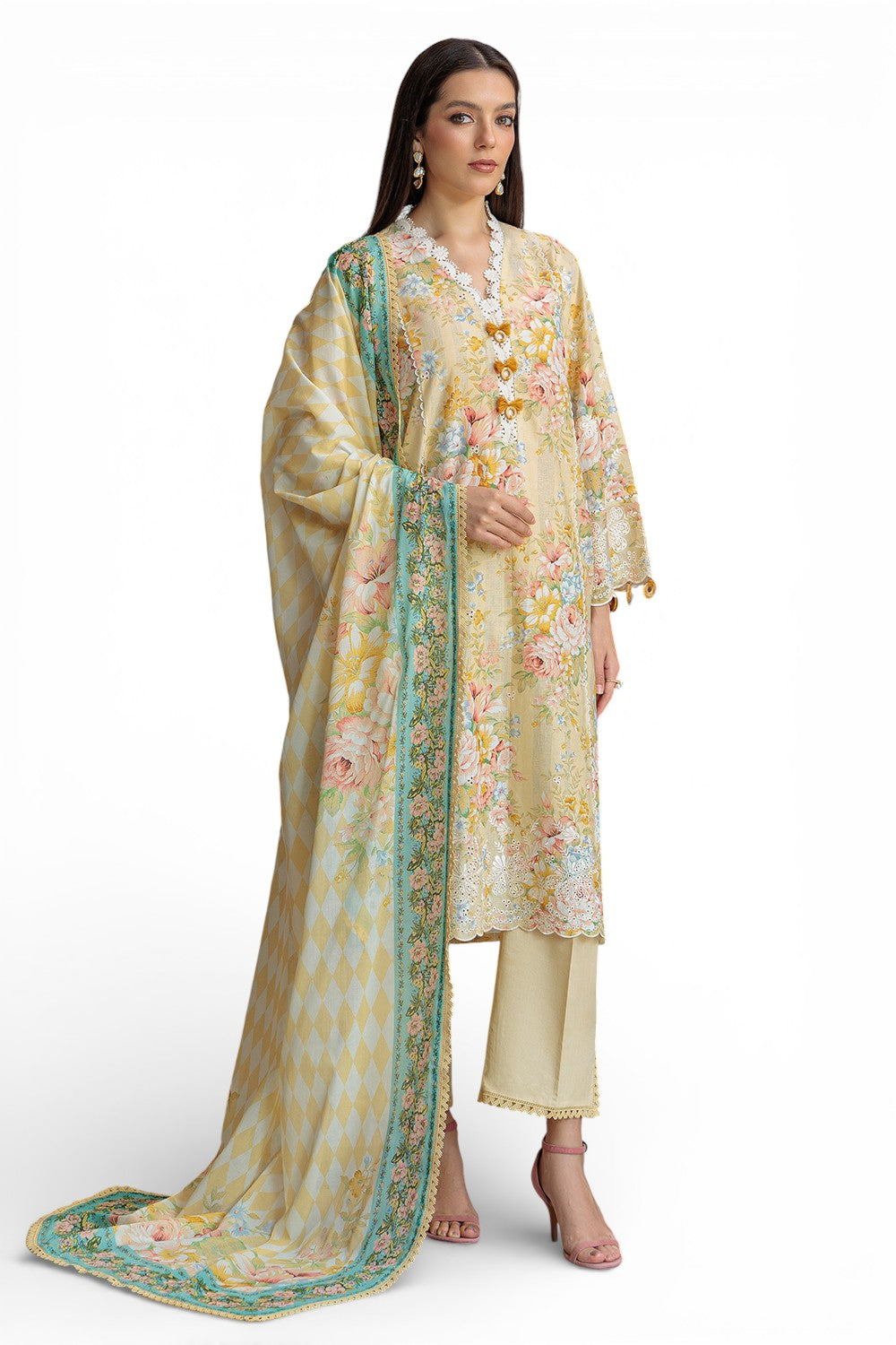 3 Piece Embroidered Printed Lawn Suit with Dupatta CL-62083