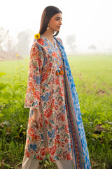3 Piece Printed Lawn Suit with Embroidered Border CL-62084