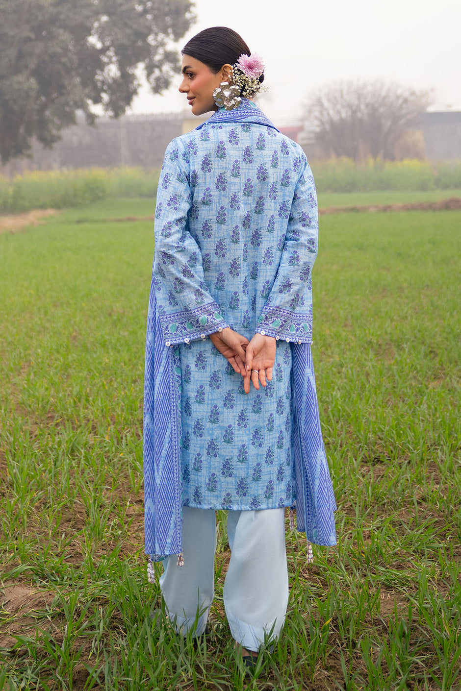 3 Piece Printed Lawn Suit with Embroidered Neckline