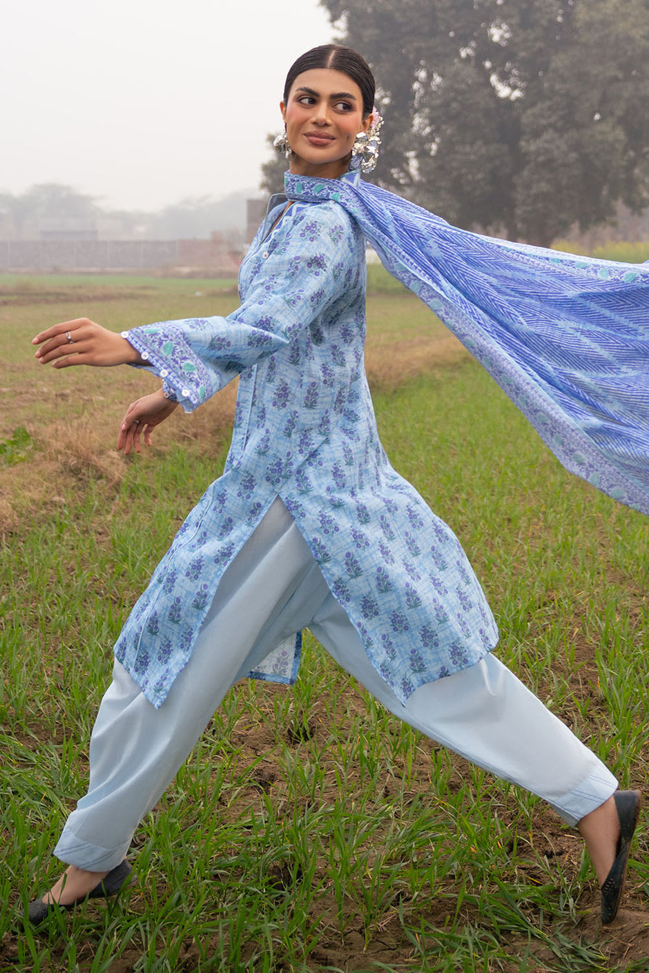 3 Piece Printed Lawn Suit with Embroidered Neckline
