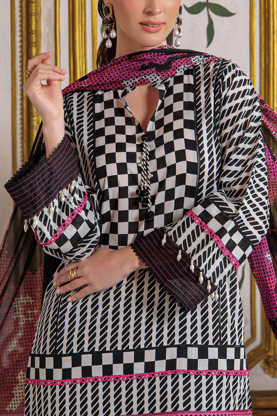 3 Piece Printed Lawn Suit with Embroidered Border