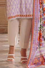 3 Piece Printed Lawn Suit with Embroidered Neckline CL-62185