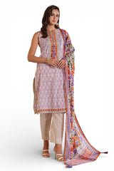 3 Piece Printed Lawn Suit with Embroidered Neckline CL-62185