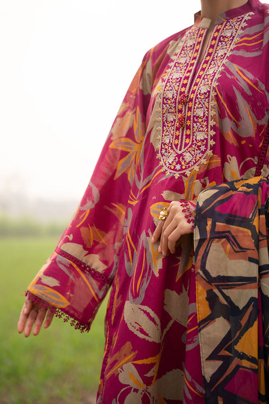 3 Piece Printed Lawn Suit with Embroidered Neckline CL-62193