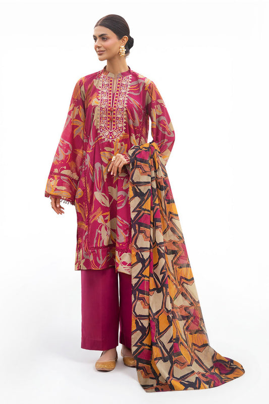 3 Piece Printed Lawn Suit with Embroidered Neckline CL-62193