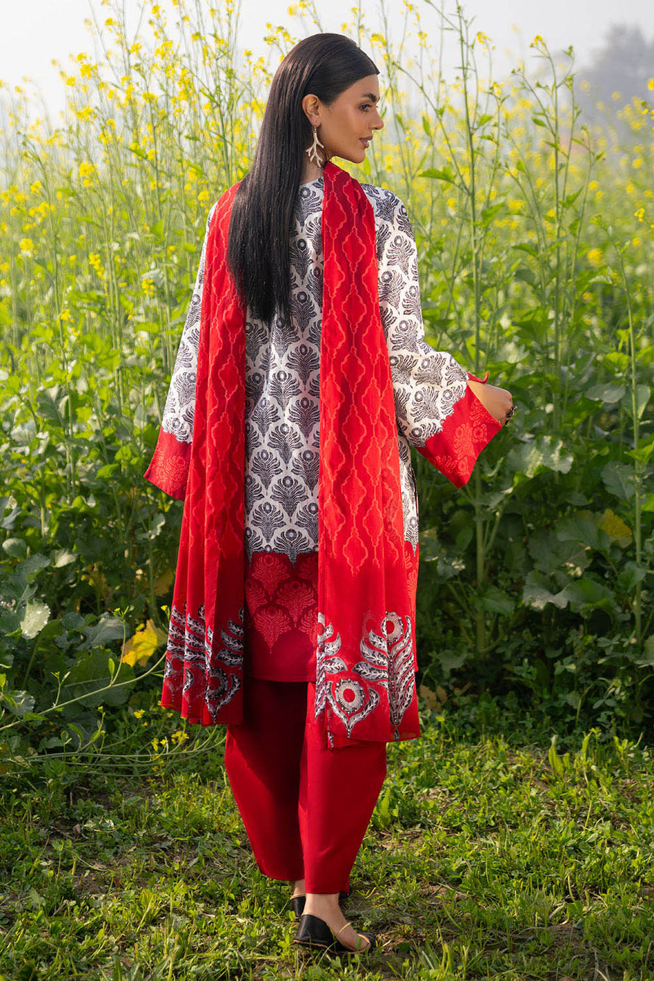 3 Piece Embroidered Printed Lawn Suit with Dupatta