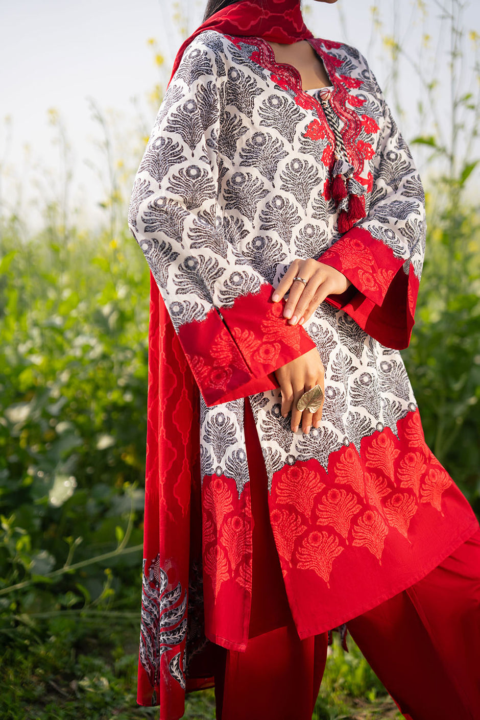 3 Piece Embroidered Printed Lawn Suit with Dupatta
