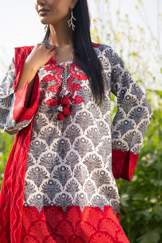 3 Piece Embroidered Printed Lawn Suit with Dupatta CL-62206