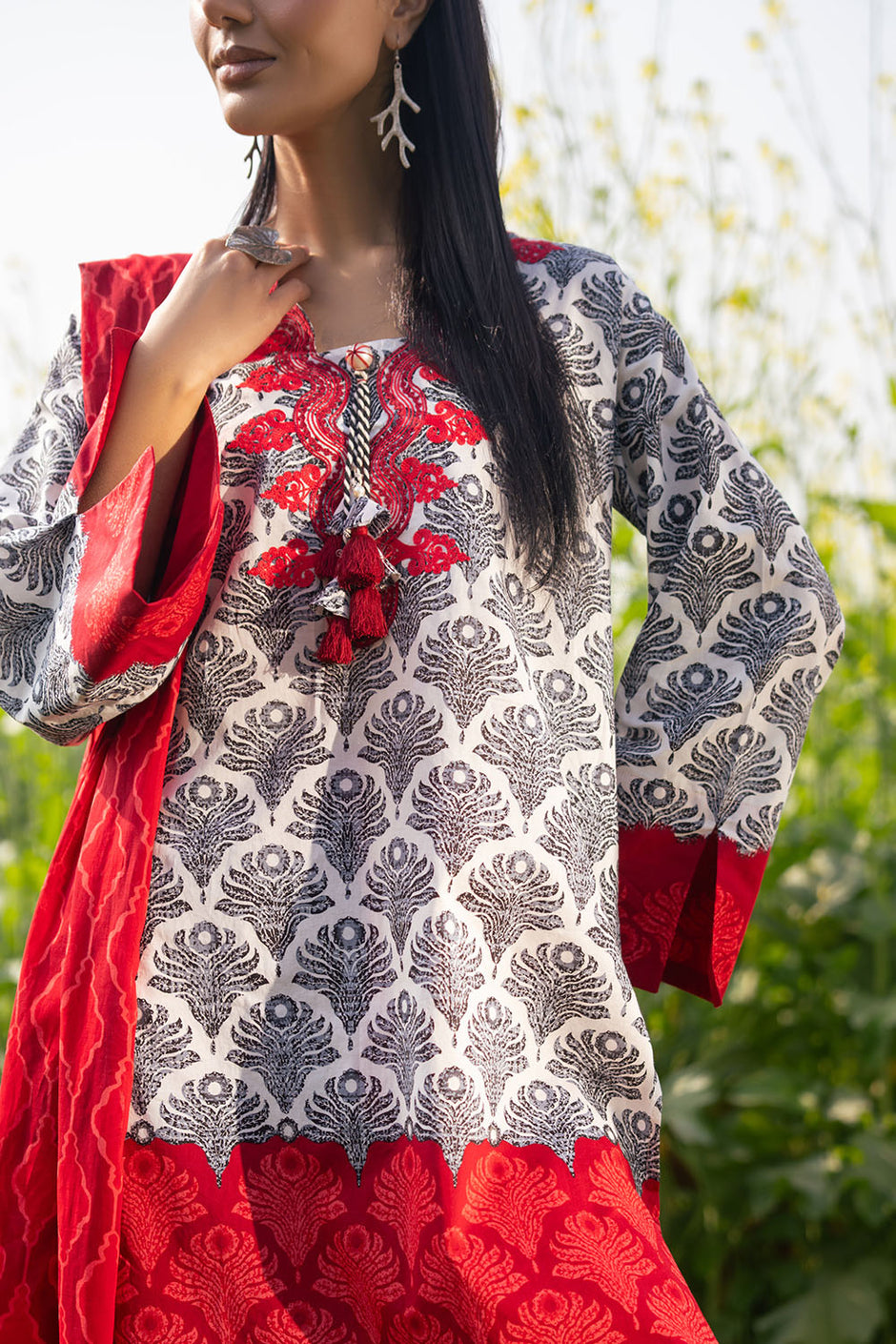 3 Piece Embroidered Printed Lawn Suit with Dupatta
