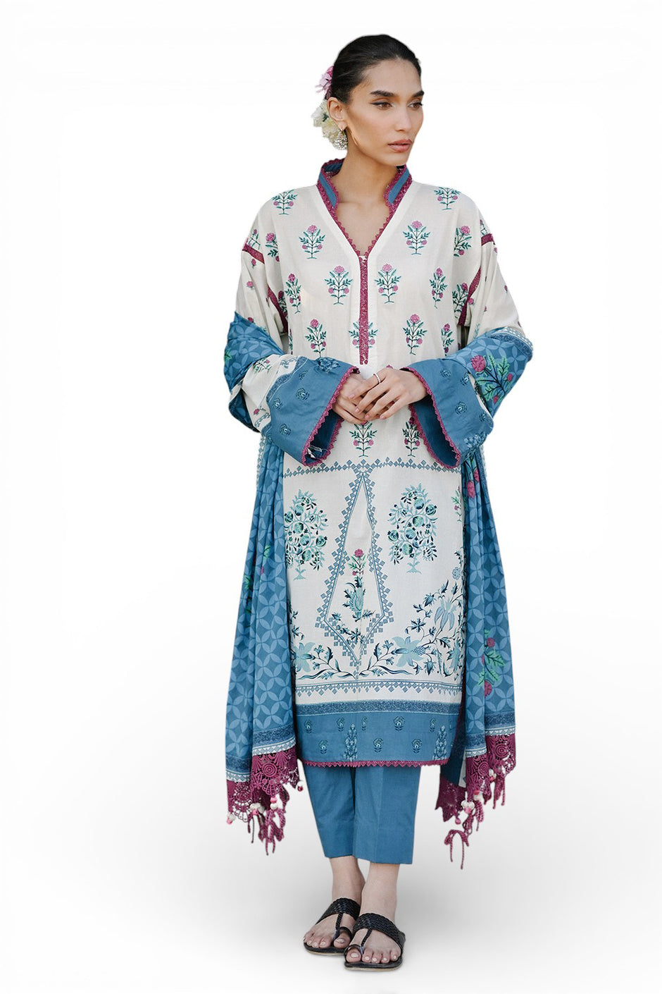 3 Piece Embroidered Printed Lawn Suit with Lawn Dupatta