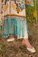 3 Piece Printed Lawn Suit with Embroidered Sleeves CL-62237