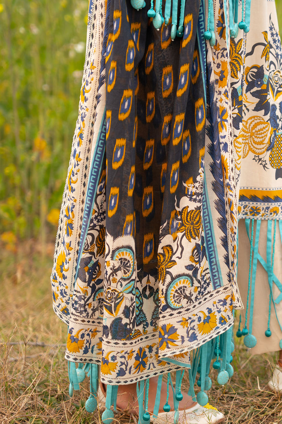 3 Piece Printed Lawn Suit with Embroidered Sleeves