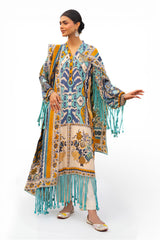 3 Piece Printed Lawn Suit with Embroidered Sleeves CL-62237