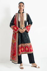 3 Piece Printed Lawn Suit with Embroidered Organza Lace & Bunches CL-62267