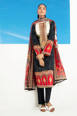 3 Piece Printed Lawn Suit with Embroidered Organza Lace & Bunches CL-62267