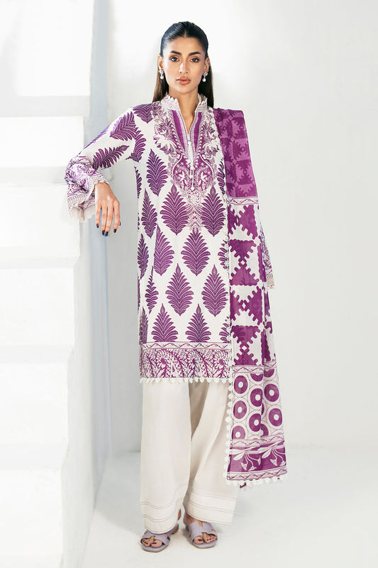 3 Piece Printed Lawn Suit with Embroidered Organza Border CL-62269