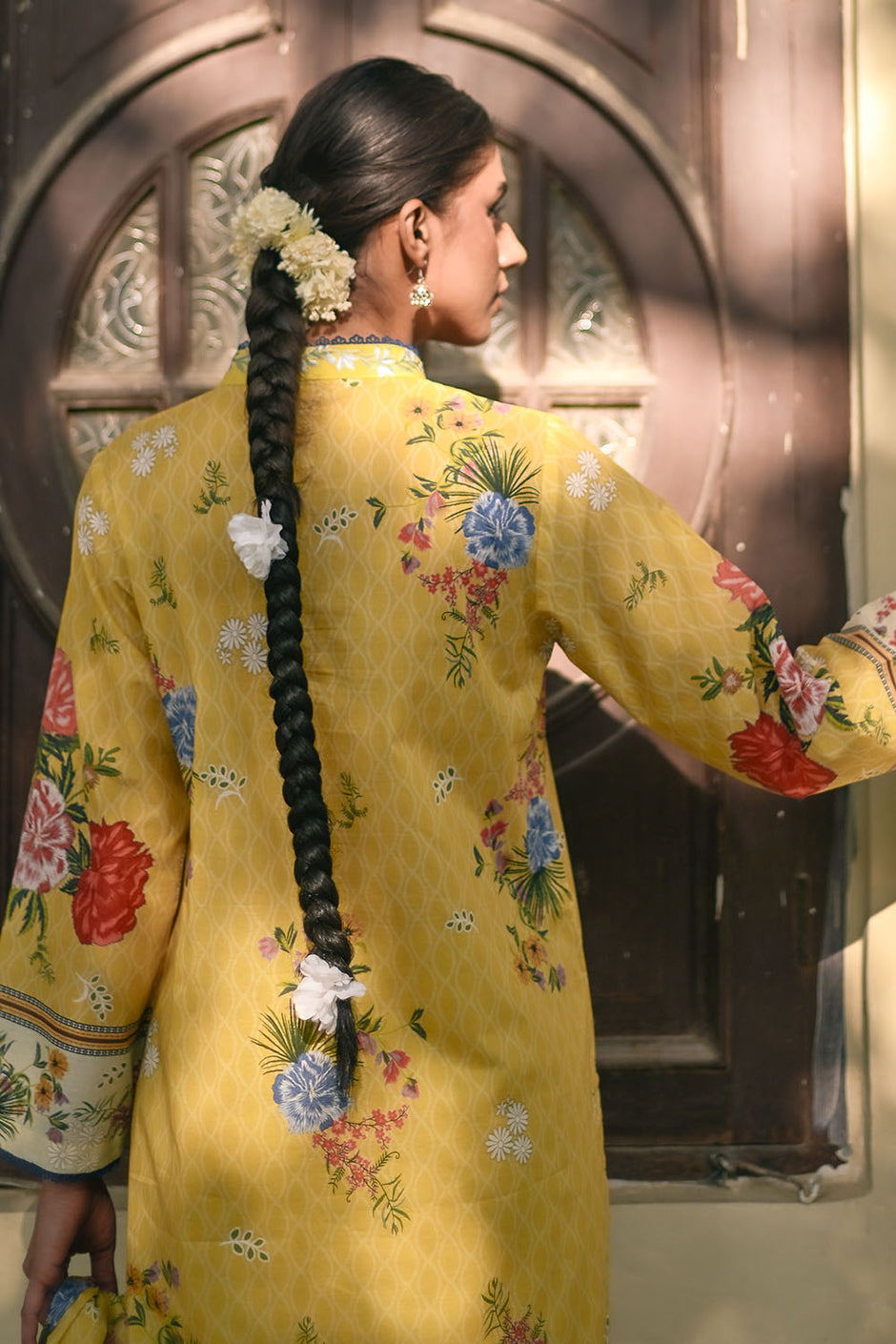 3 Piece Printed Lawn Suit with Embroidered Lace and Bunches