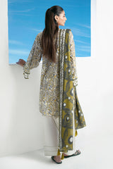 3 Piece Printed Lawn Suit with Embroidered Organza Neckline CL-62295