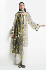 3 Piece Printed Lawn Suit with Embroidered Organza Neckline CL-62295
