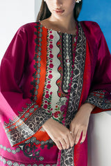 3 Piece Printed Lawn Suit with Embroidered Organza Neckline CL-62304