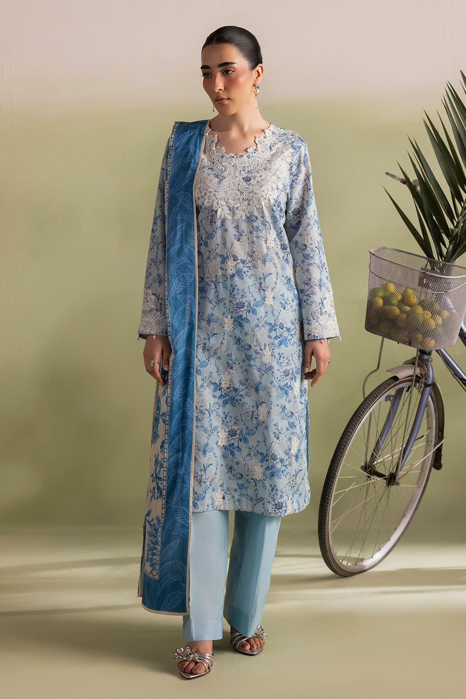 3 Piece Embroidered Printed Lawn Suit with Printed Lawn Dupatta