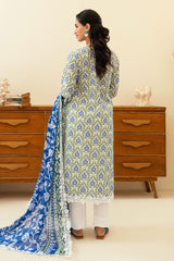 3 Piece Printed Lawn Suit with Embroidered Neckline SD-52197