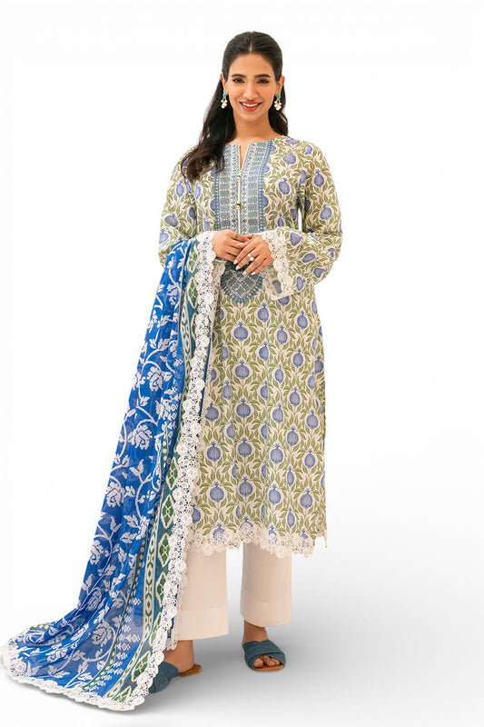 3 Piece Printed Lawn Suit with Embroidered Neckline SD-52197