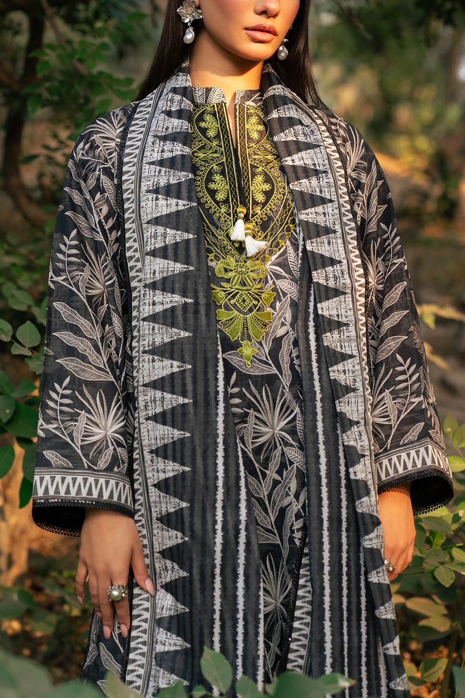 3 Piece Printed Lawn Suit with Embroidered Neckline