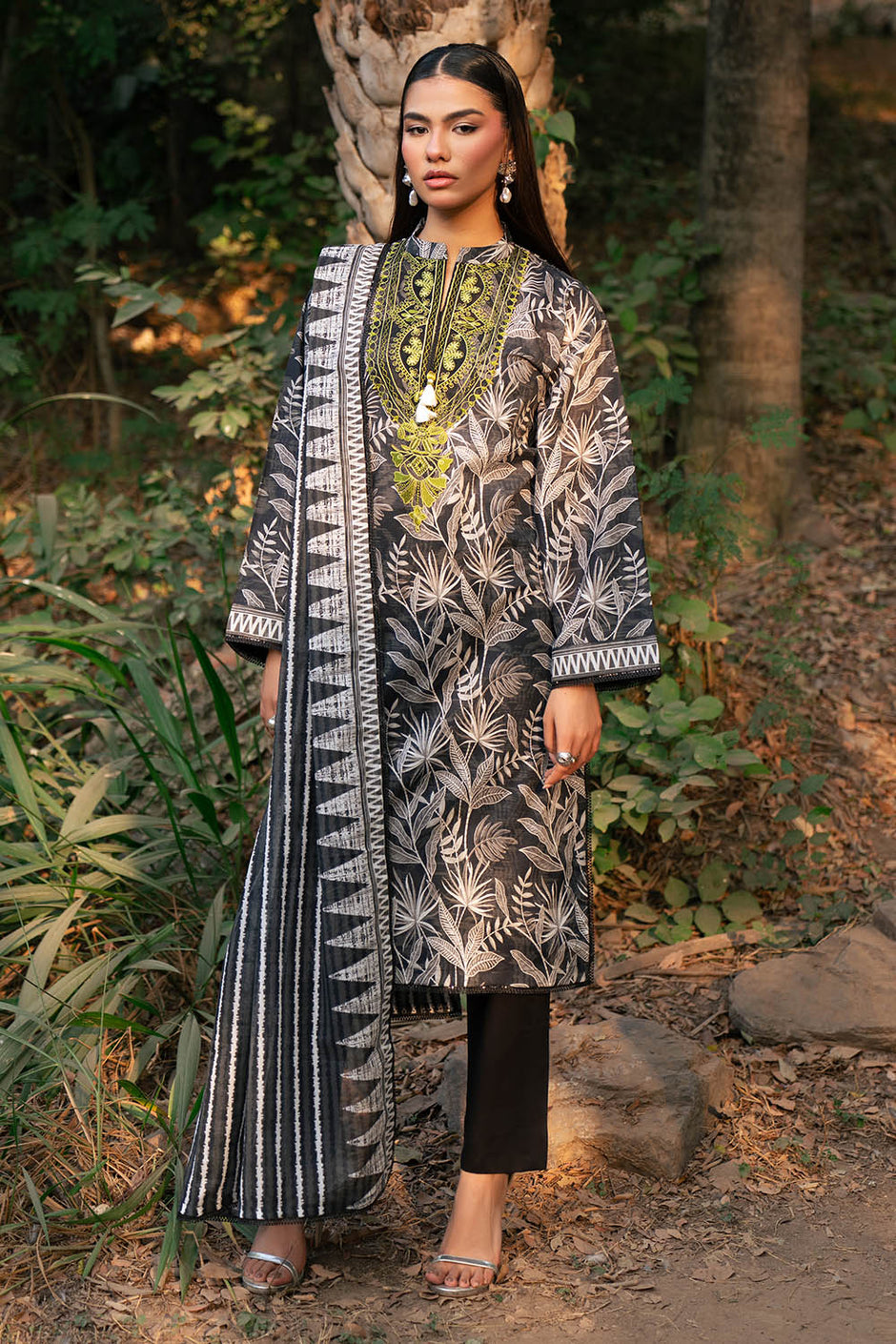 3 Piece Printed Lawn Suit with Embroidered Neckline