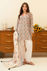 3 Piece Printed Lawn Suit with Embroidered Neckline SD-52203