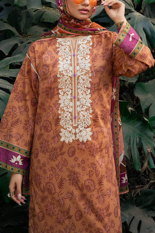 3 Piece Printed Lawn Suit with Embroidered Neckline SD-52229