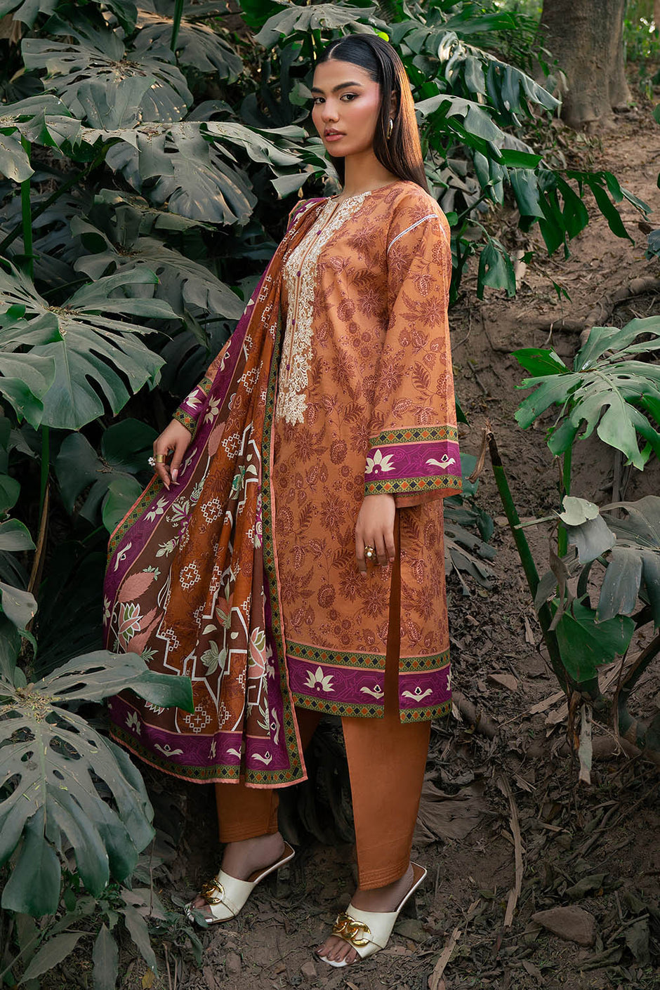 3 Piece Printed Lawn Suit with Embroidered Neckline