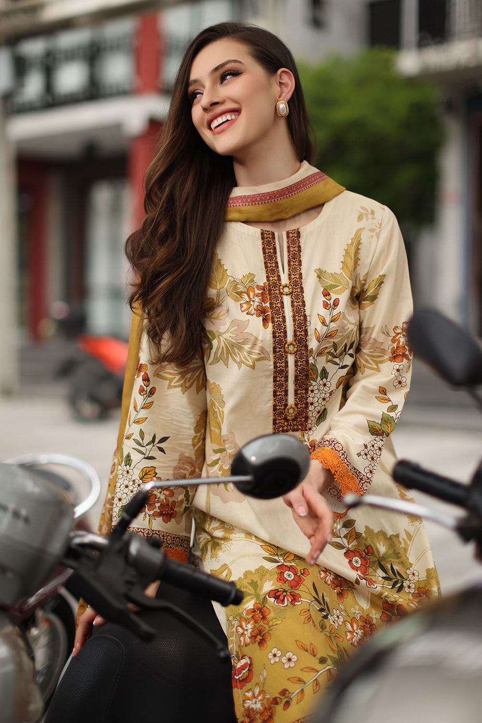 3 Piece Embroidered Printed Lawn Suit with Printed Lawn Dupatta