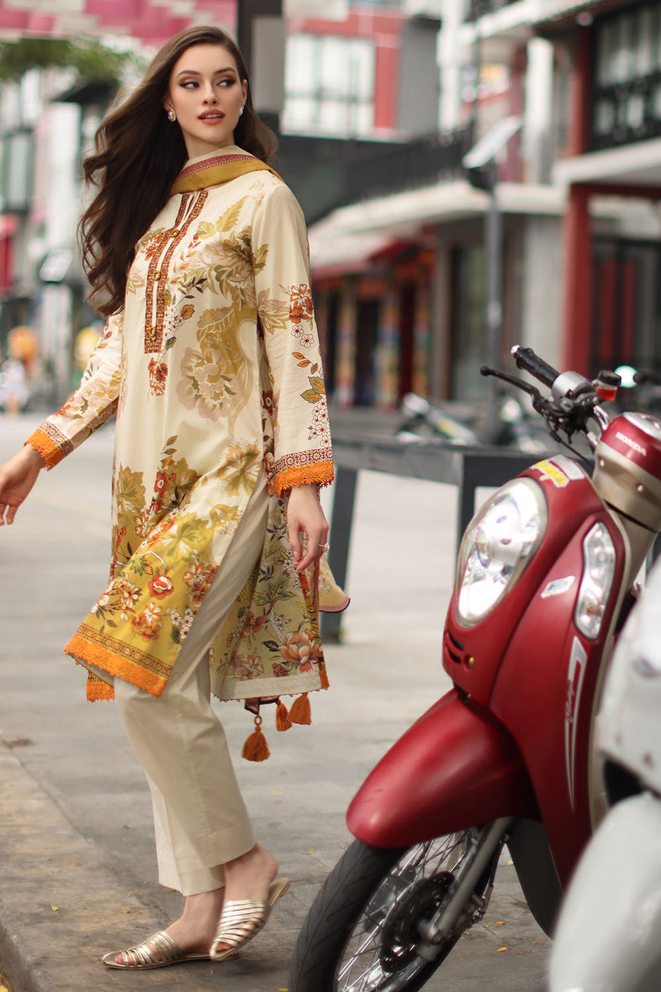 3 Piece Embroidered Printed Lawn Suit with Printed Lawn Dupatta