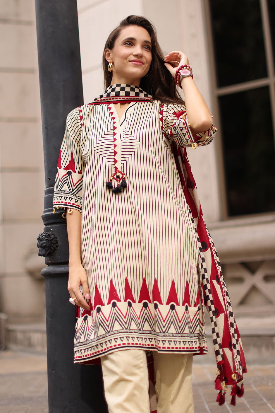 3 Piece Embroidered Printed Lawn Suit with Printed Lawn Dupatta