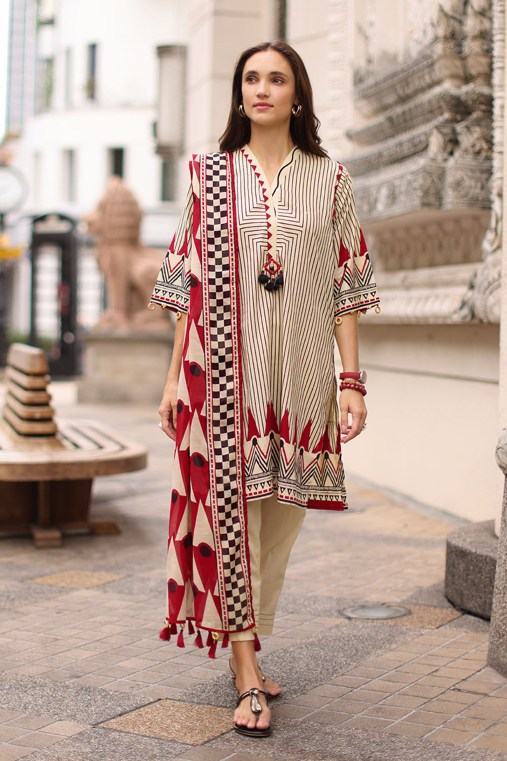 3 Piece Embroidered Printed Lawn Suit with Printed Lawn Dupatta