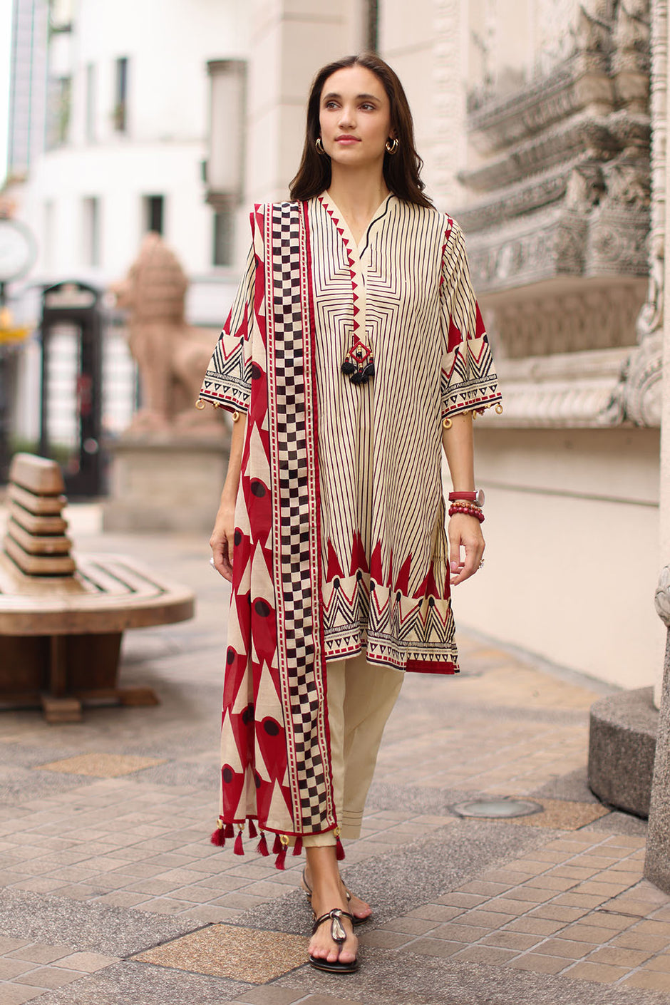 3 Piece Embroidered Printed Lawn Suit with Printed Lawn Dupatta